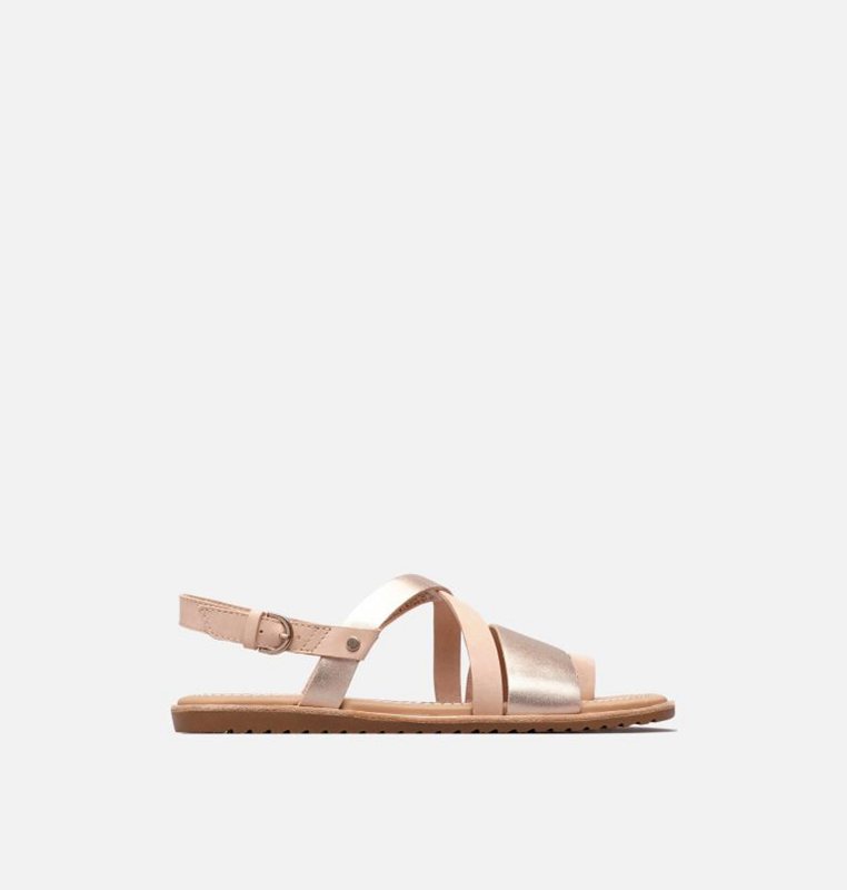 Sorel Dam Sandaler Beige/Brun - Ella™ Criss Cross Flat - JRN-138760